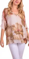 Gigi Moda Diana Bloom Floral Blouse In Beige In White