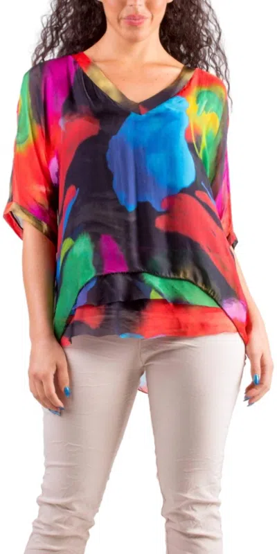 Gigi Moda Diana Brushstroke Blouse In Black In Multi