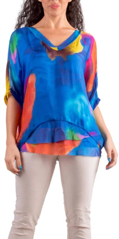 Gigi Moda Diana Brushstroke Blouse In Royal Blue