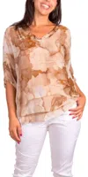 Gigi Moda Diana Floral Blouse In Camel In Brown