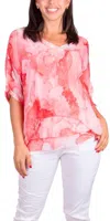 Gigi Moda Diana Floral Blouse In Coral In Pink