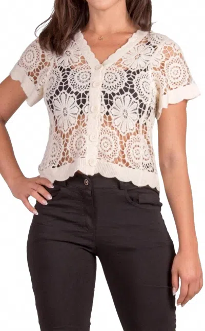 Gigi Moda Diletta Crochet Cardigan In Beige In White