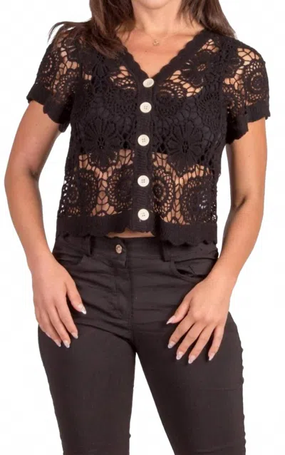Gigi Moda Diletta Crochet Cardigan In Black