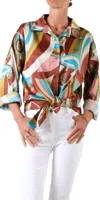 Gigi Moda Disco Tecca Satin Button Down Shirt In Multi Color In Multi