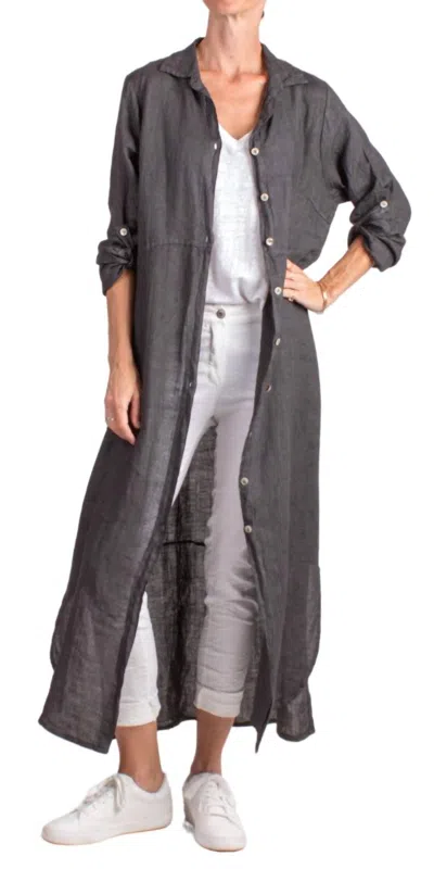 Gigi Moda Donata Linen Maxi Dress In Charcoal In Gray