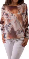 Gigi Moda Donatella Sweater With Abstract Floral Print In White In Multi
