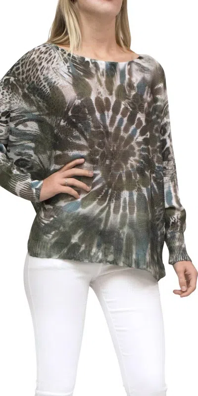 Gigi Moda Donatella Tie Dye Sweater In Olive In Silver