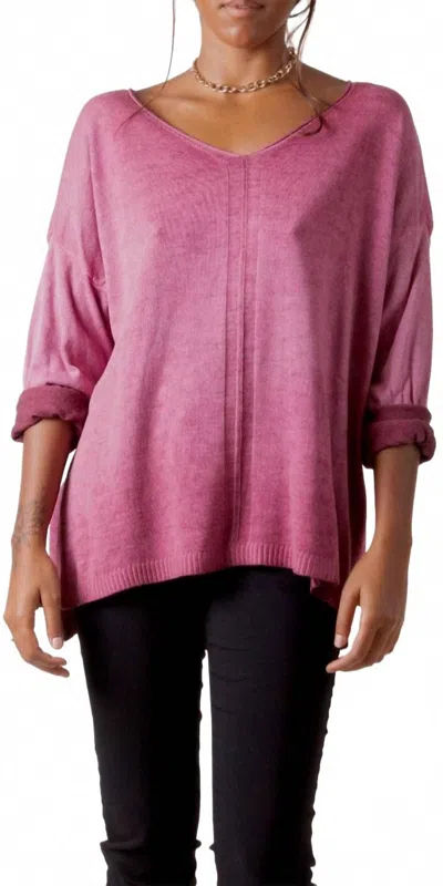 Gigi Moda Donna Knit Scoop Neck Sweater In Burgundy In Pink