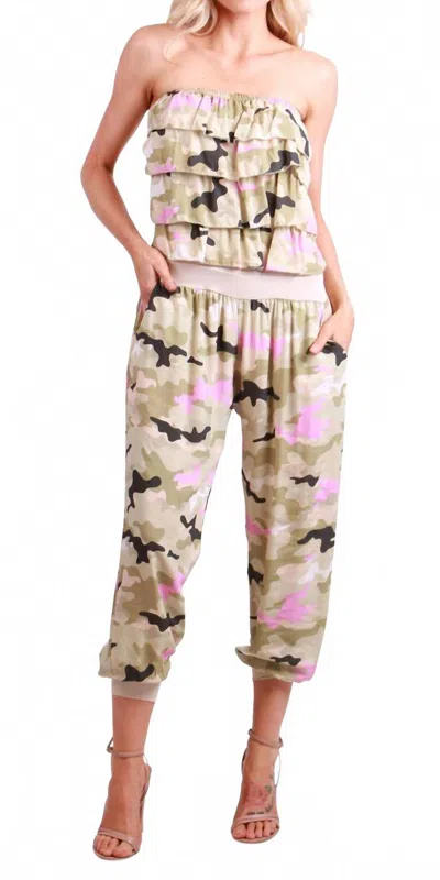 Gigi Moda Elba Camo Jumpsuit In Cream In Black