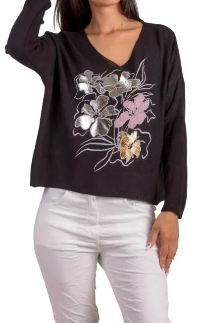 Gigi Moda Emma Fiori Sweater In Black