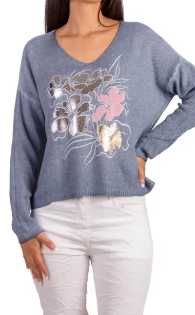 Gigi Moda Emma Fiori Sweater In Blue