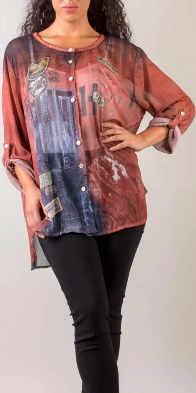Gigi Moda Fabrio Crystal Truth Tunic In Rust In Pink