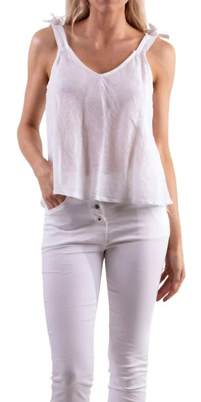 Gigi Moda Farbella Linen Tank Top In Cream In White