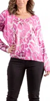 Gigi Moda Fedra Long Sleeve Sweater In Hot Pink In Pink