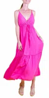 Gigi Moda Felice Maxi Dress In Hot Pink In Gray