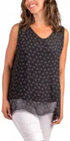Gigi Moda Fernanda Daisy Silk Sleeveless Top In Black In Black