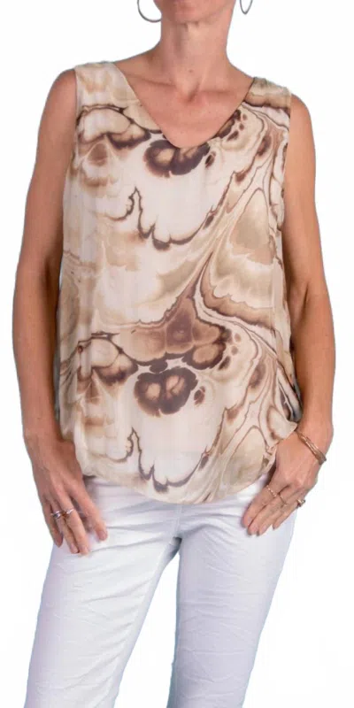 Gigi Moda Fernanda Swirl Silk Top In Beige In Brown