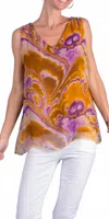 Gigi Moda Fernanda Swirl Silk Top In Mustard In Multi