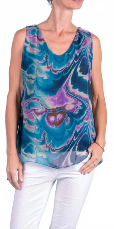 Gigi Moda Fernanda Swirl Silk Top In Teal In Multi
