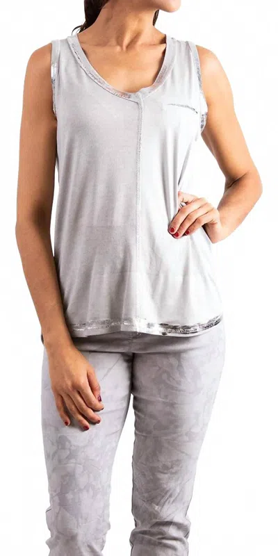 Gigi Moda Ferno V-neck Two Tone Tank In Gray