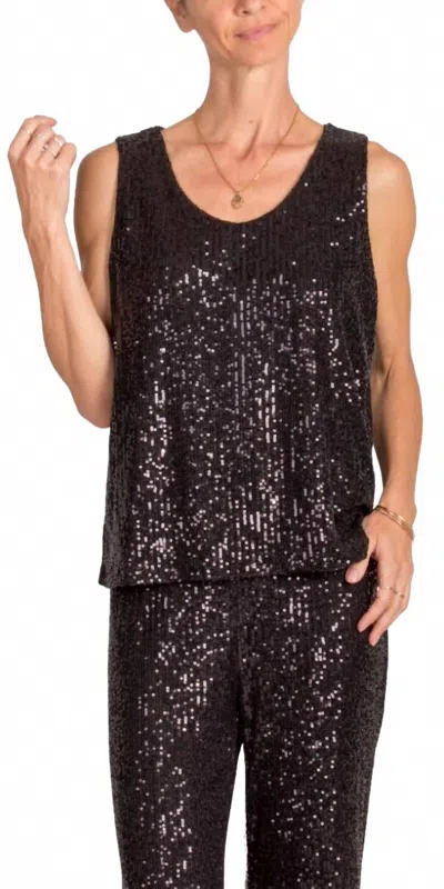 Gigi Moda Festa Sequin Tank Top In Black In Brown