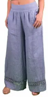 Gigi Moda Fiorella Linen Wide Leg Pants In Blue In Purple