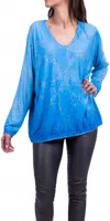 Gigi Moda Francesca Long Sleeve Top In Turquoise In Blue