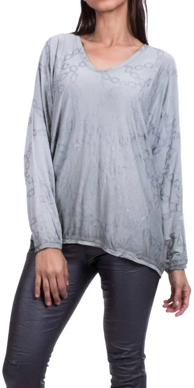 Gigi Moda Francesca V-neck Long Sleeve Top In Olive In Multi