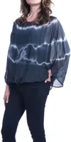 Gigi Moda Francia 3/4 Sleeve Blouse In Charcoal In Blue