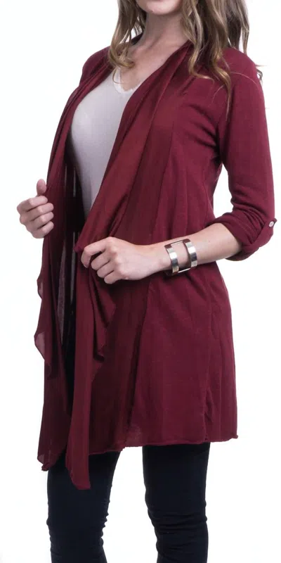 Gigi Moda Gabriella Open Front Cardigan In Burgundy