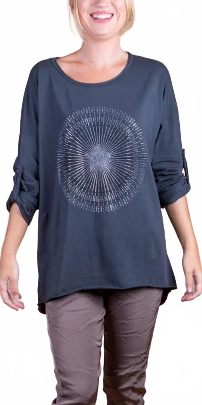 Gigi Moda Galassia Top In Charcoal In Blue