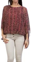 Gigi Moda Geonna Python Silk Blouse In Burgundy In Animal Print