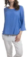 Gigi Moda Gianni Linen Scoop Neck Top In Blue In Blue