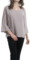 Gigi Moda Gianni Linen Scoop Neck Top In Taupe In Gray