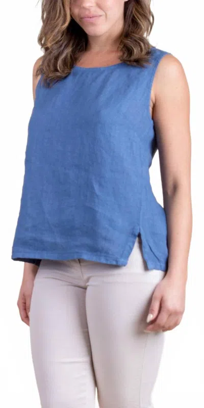 Gigi Moda Giardino Linen Scoop Neck Top In Blue