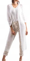 Gigi Moda Ginavra Knitted Mesh Maxi Open Jacket In White In White