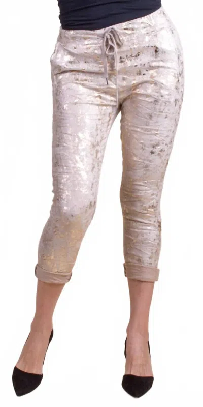Gigi Moda Grazina Tie-waist Pants In Beige In Metallic