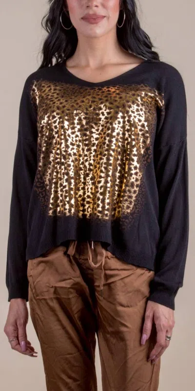 Gigi Moda Idalia Cheetah Sweater In Black