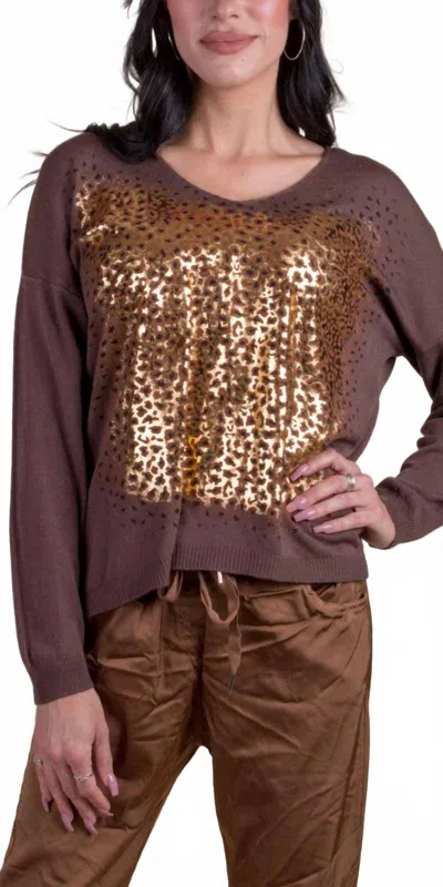 Gigi Moda Idalia Cheetah Sweater In Chocolate In Brown