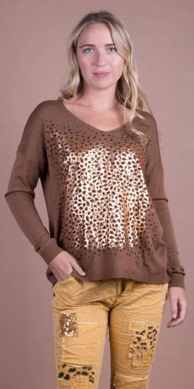 Gigi Moda Idalia Cheetah Sweater In Rust In Brown