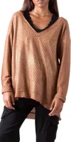 Gigi Moda Il Foro Long Sleeve Top In Rust In Multi