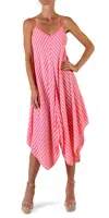 Gigi Moda Il Lido Striped Midi Dress In Coral In Pink