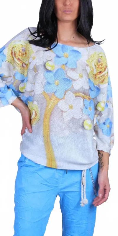 Gigi Moda In Fiore Batwing Sweater In White In Multi
