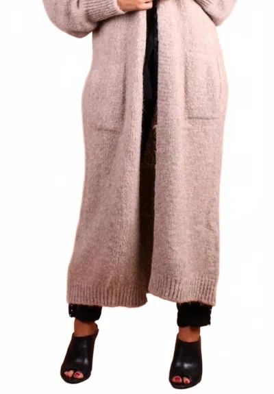 Gigi Moda Intimo Long Cardigan In Taupe In Gray