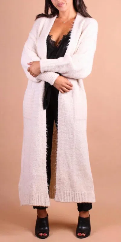 Gigi Moda Intimo Long Sleeve Cardigan In Beige In Neutral