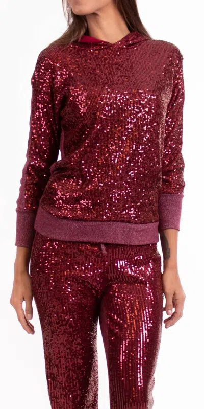 Gigi Moda Izabella Long Sleeve Hoodie In Burgundy In Red