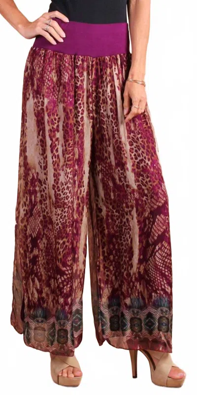 Gigi Moda Jasmin Boho Slit Pant In Magenta In Multi