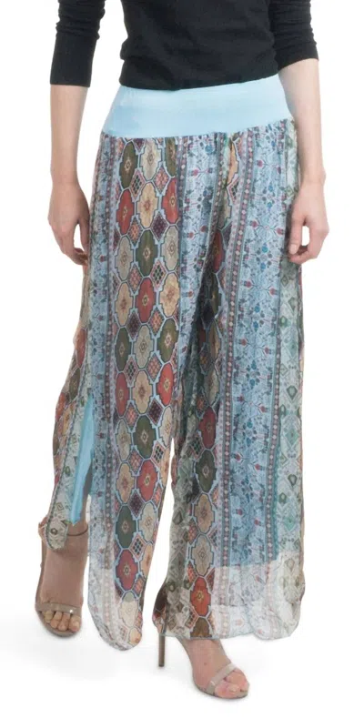 Gigi Moda Jasmin Geometric Flower Slit Pant In Baby Blue