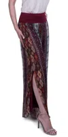 Gigi Moda Jasmin Geometric Flower Slit Pant In Burgundy In White