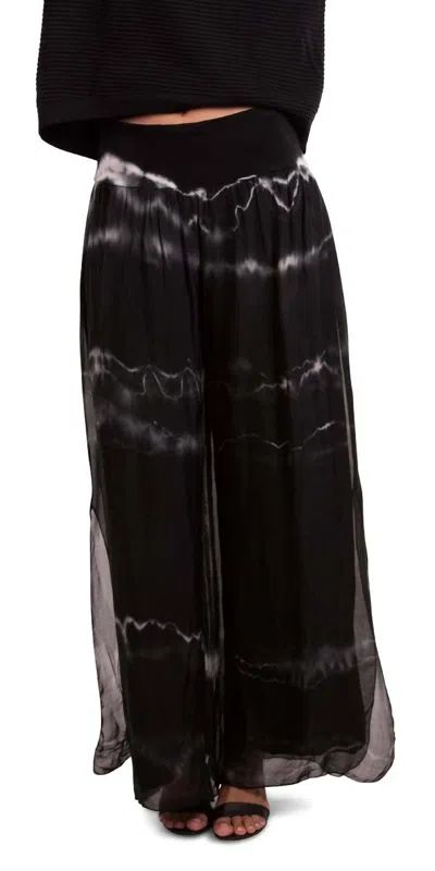 Gigi Moda Jasmin Tie-dye Slit Wide Leg Pants In Black
